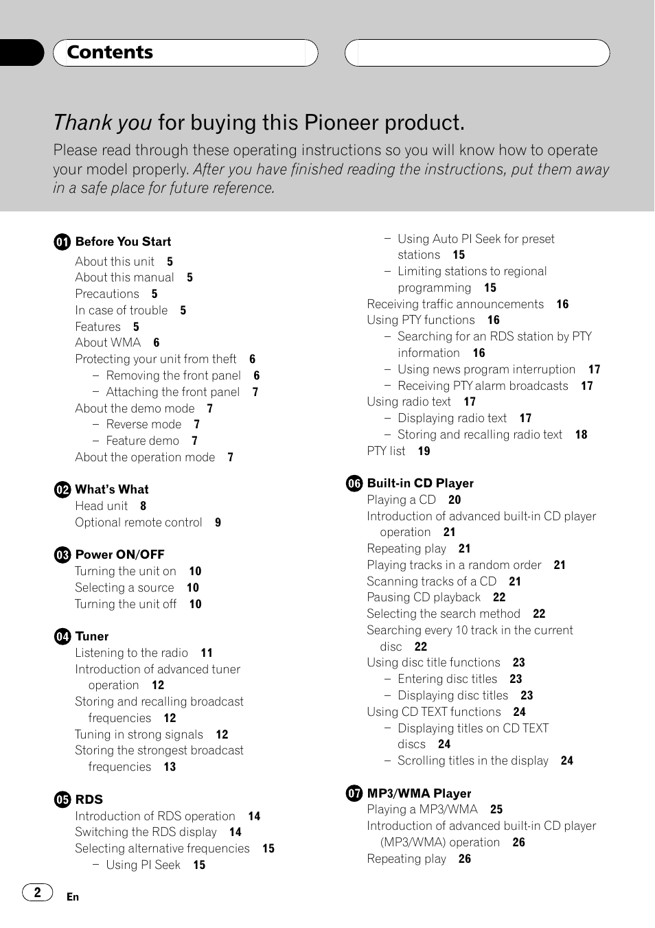 Pioneer DEH-P7500MP User Manual | Page 2 / 128