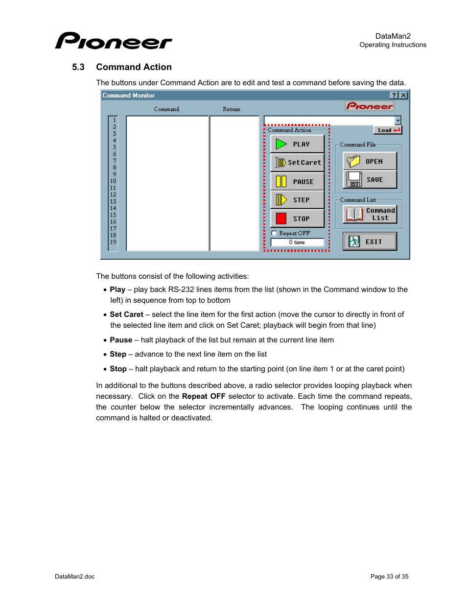 3command action, 3 command, Action | Pioneer DataMan2 DVD-V7400 User Manual | Page 36 / 39