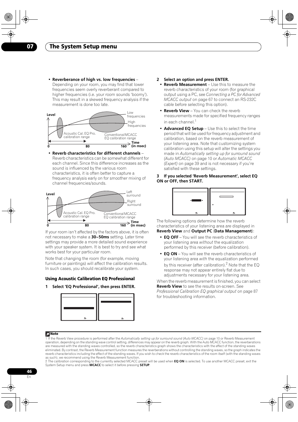 The system setup menu 07, Using acoustic calibration eq professional | Pioneer Elite VSX-03TXH User Manual | Page 46 / 104