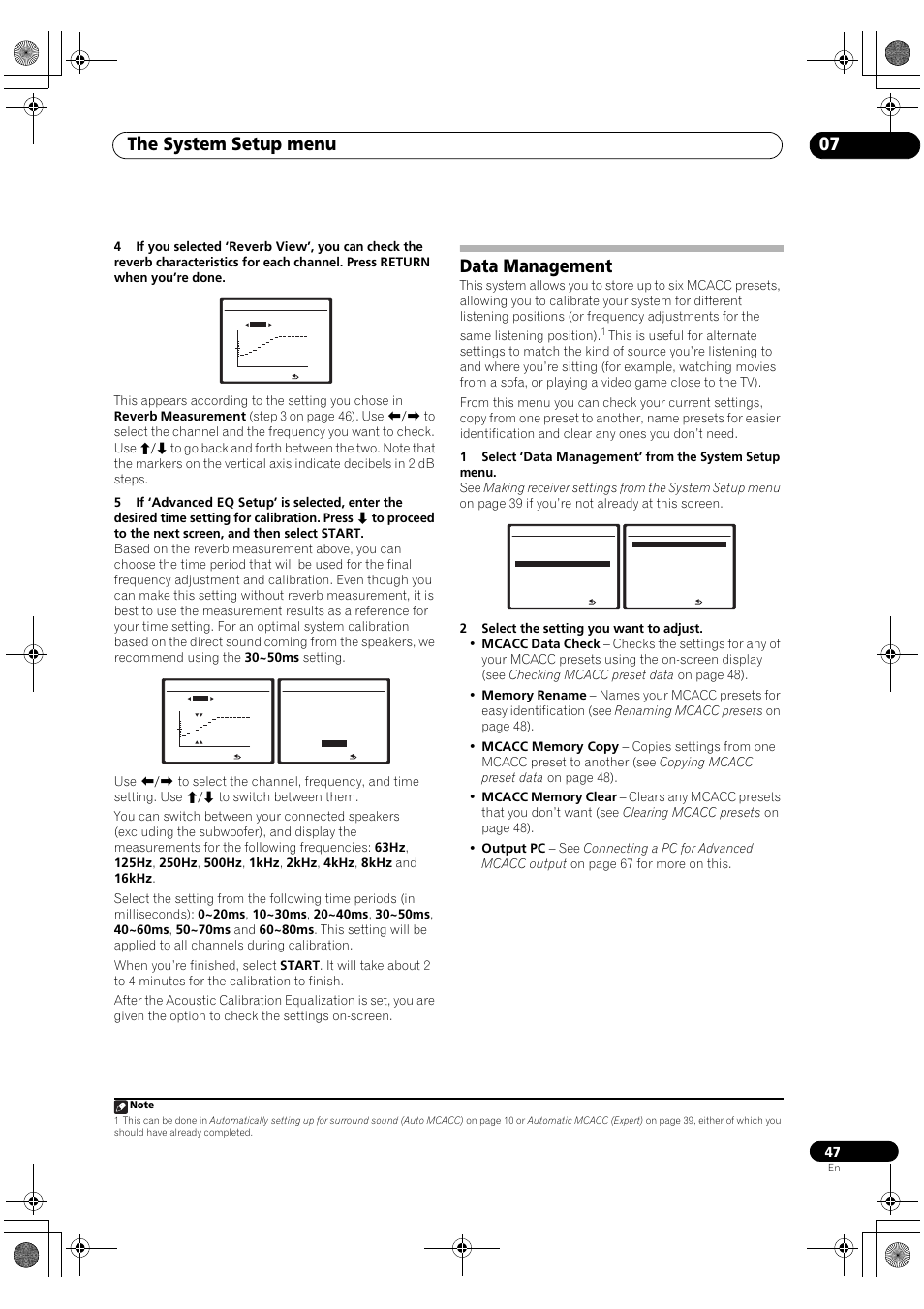 Data management, The system setup menu 07 | Pioneer Elite VSX-03TXH User Manual | Page 47 / 104