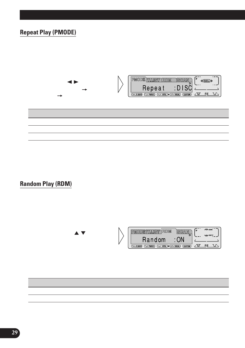 Using multi-cd players, Repeat play (pmode), Random play (rdm) | Scan play (scan), Pause (pause) | Pioneer KEH-P7900R User Manual | Page 30 / 120