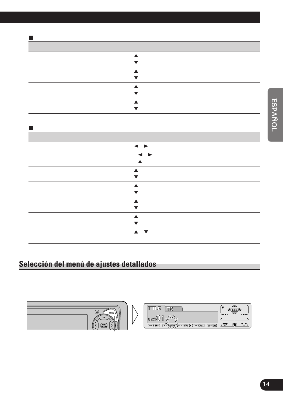Selección del menú de ajustes detallados | Pioneer KEH-P7900R User Manual | Page 73 / 120