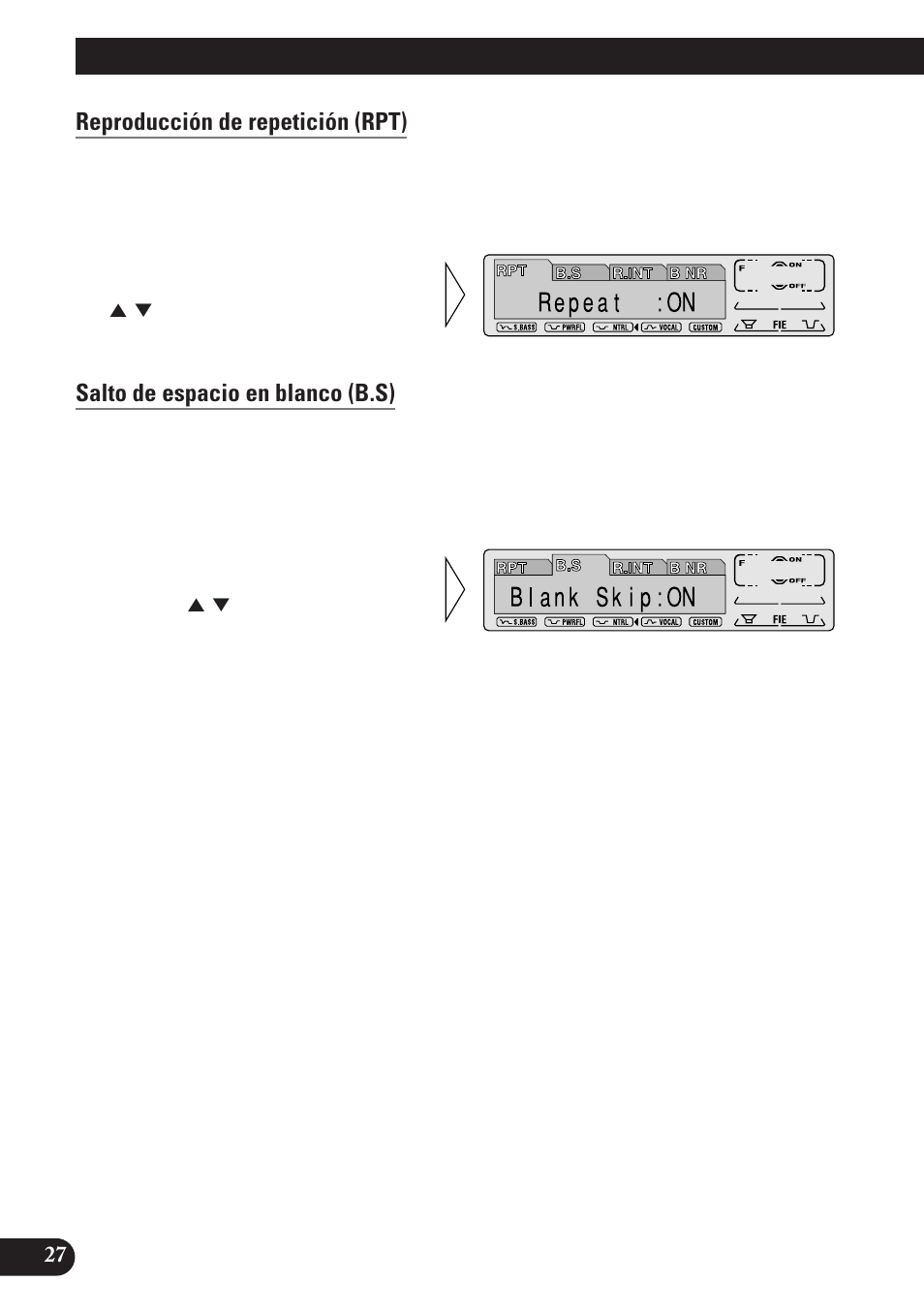 Uso de la platina de cassettes, Reproducción de repetición (rpt), Salto de espacio en blanco (b.s) | Intercepción de radio (r.int), Dolby b nr (b nr) | Pioneer KEH-P7900R User Manual | Page 86 / 120
