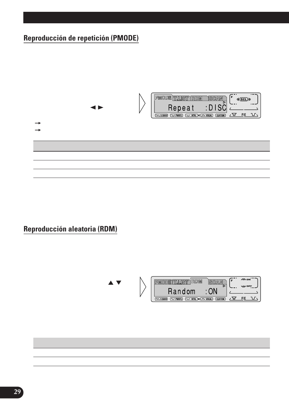 Uso de reproductores de multi-cd, Reproducción de repetición (pmode), Reproducción aleatoria (rdm) | Reproducción con exploración (scan), Pausa (pause) | Pioneer KEH-P7900R User Manual | Page 88 / 120