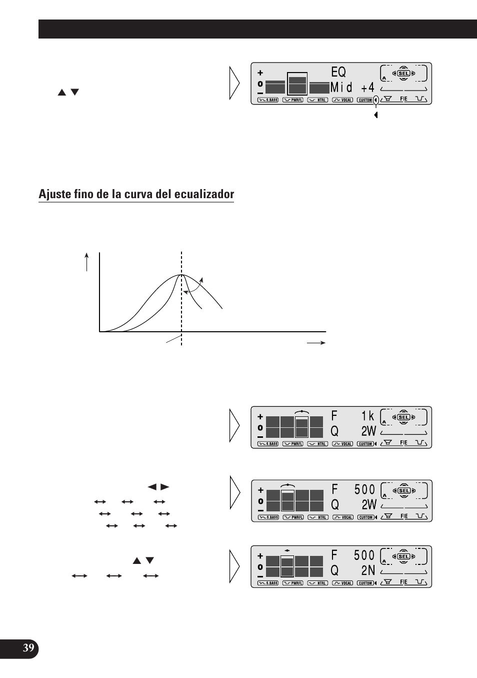 Ajuste de audio, Ajuste fino de la curva del ecualizador | Pioneer KEH-P7900R User Manual | Page 98 / 120