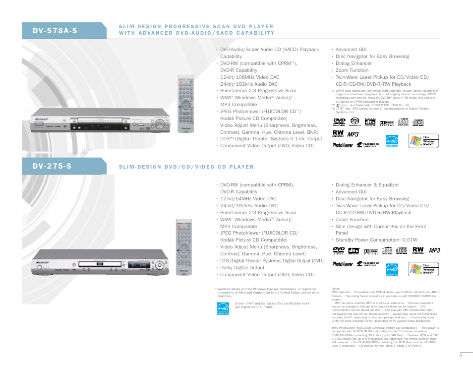 D v - 5 7 8 a - s, D v - 2 7 5 - s | Pioneer D V D R E C O R D E R S A N D P L A Y E R S User Manual | Page 9 / 16