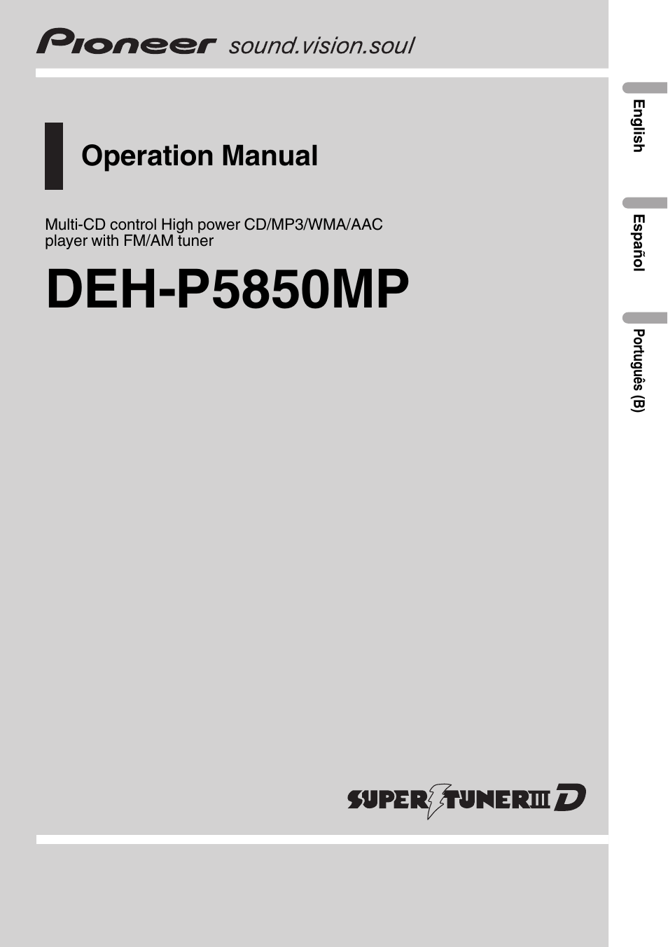 Pioneer SUPER TUNER DEH-P5850MP User Manual | 166 pages