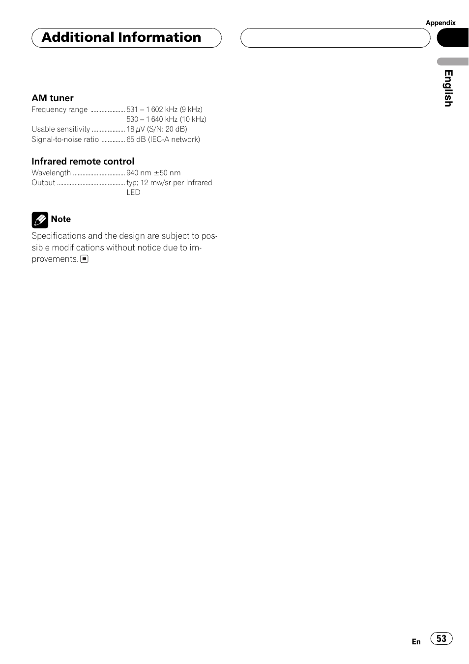 Additional information, English | Pioneer SUPER TUNER DEH-P5850MP User Manual | Page 53 / 166