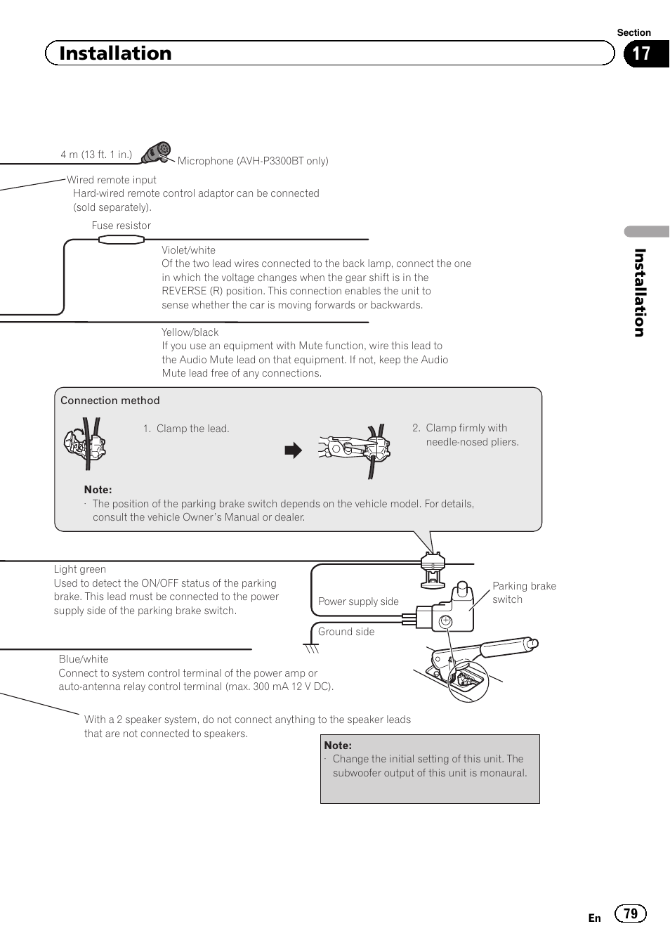 Installation | Pioneer AVH P4300DVD User Manual | Page 79 / 108