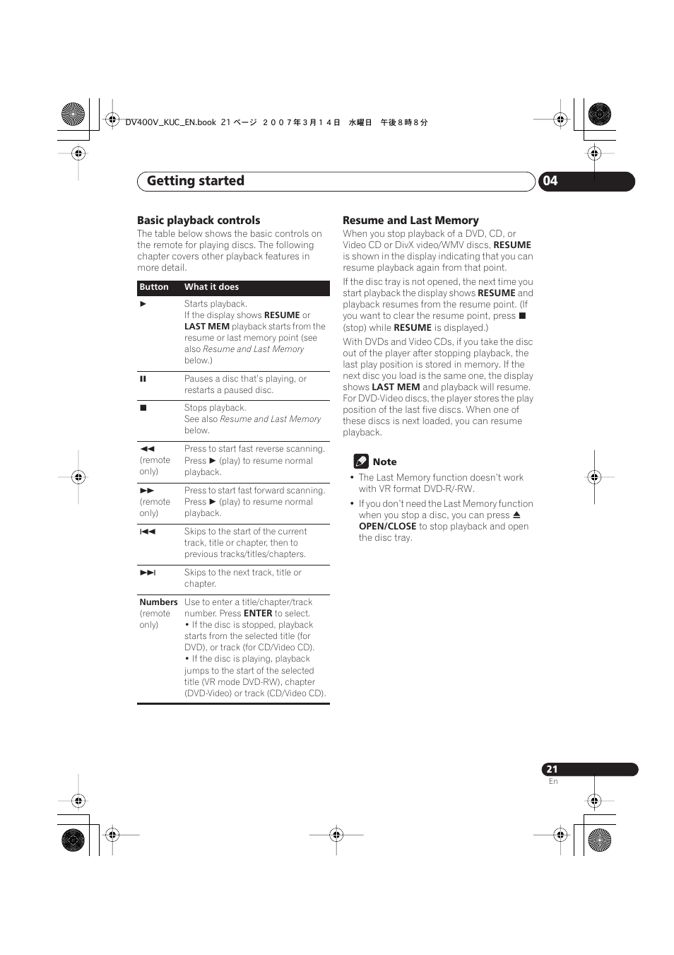 Getting started 04 | Pioneer DV-400V-S User Manual | Page 21 / 52