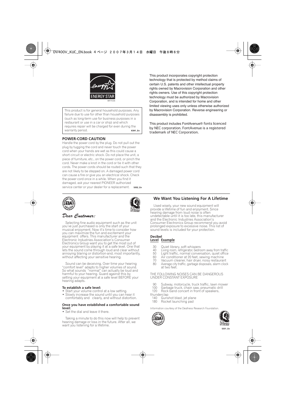 Pioneer DV-400V-S User Manual | Page 4 / 52