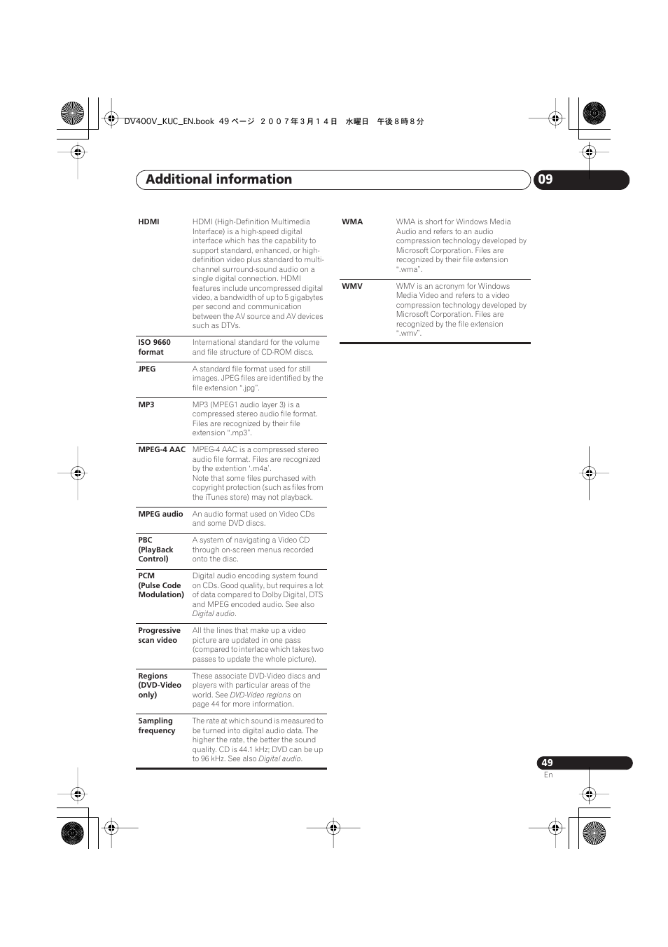 Additional information 09 | Pioneer DV-400V-S User Manual | Page 49 / 52