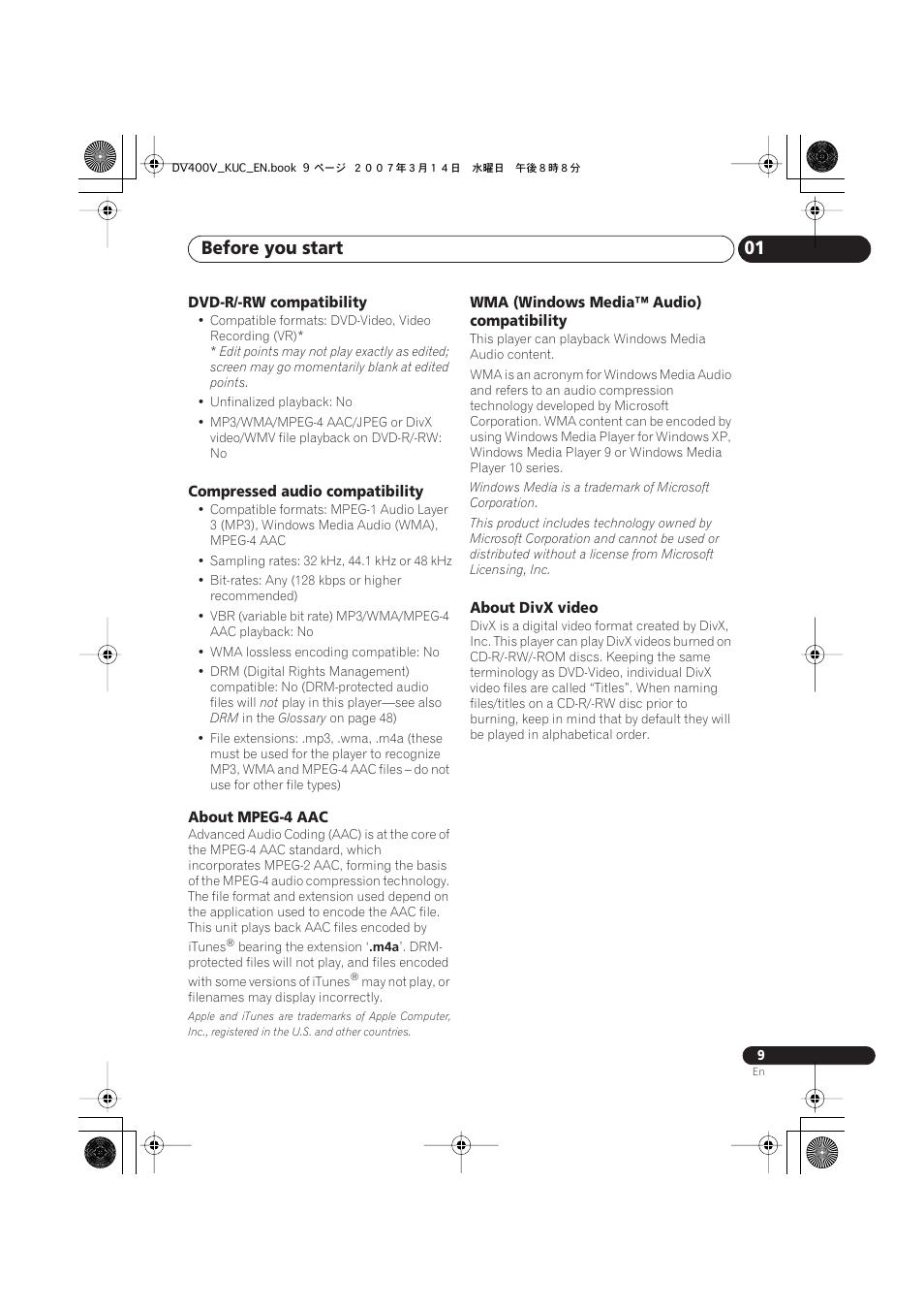 Before you start 01 | Pioneer DV-400V-S User Manual | Page 9 / 52