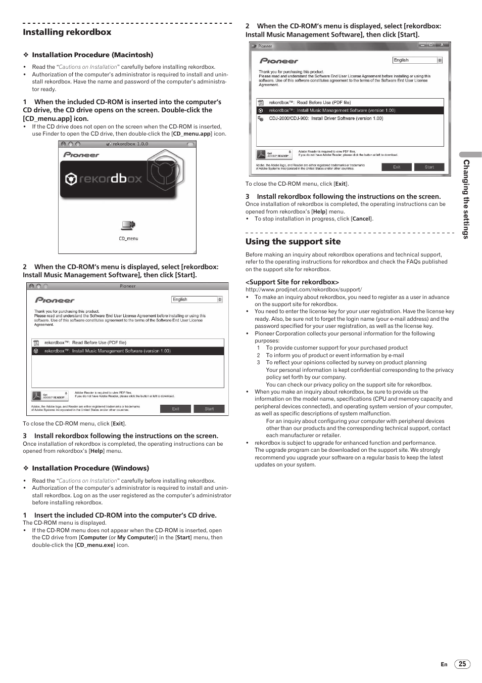 Drb1474-a, Installing rekordbox, Using the support site | Pioneer CDJ-2000 User Manual | Page 25 / 32