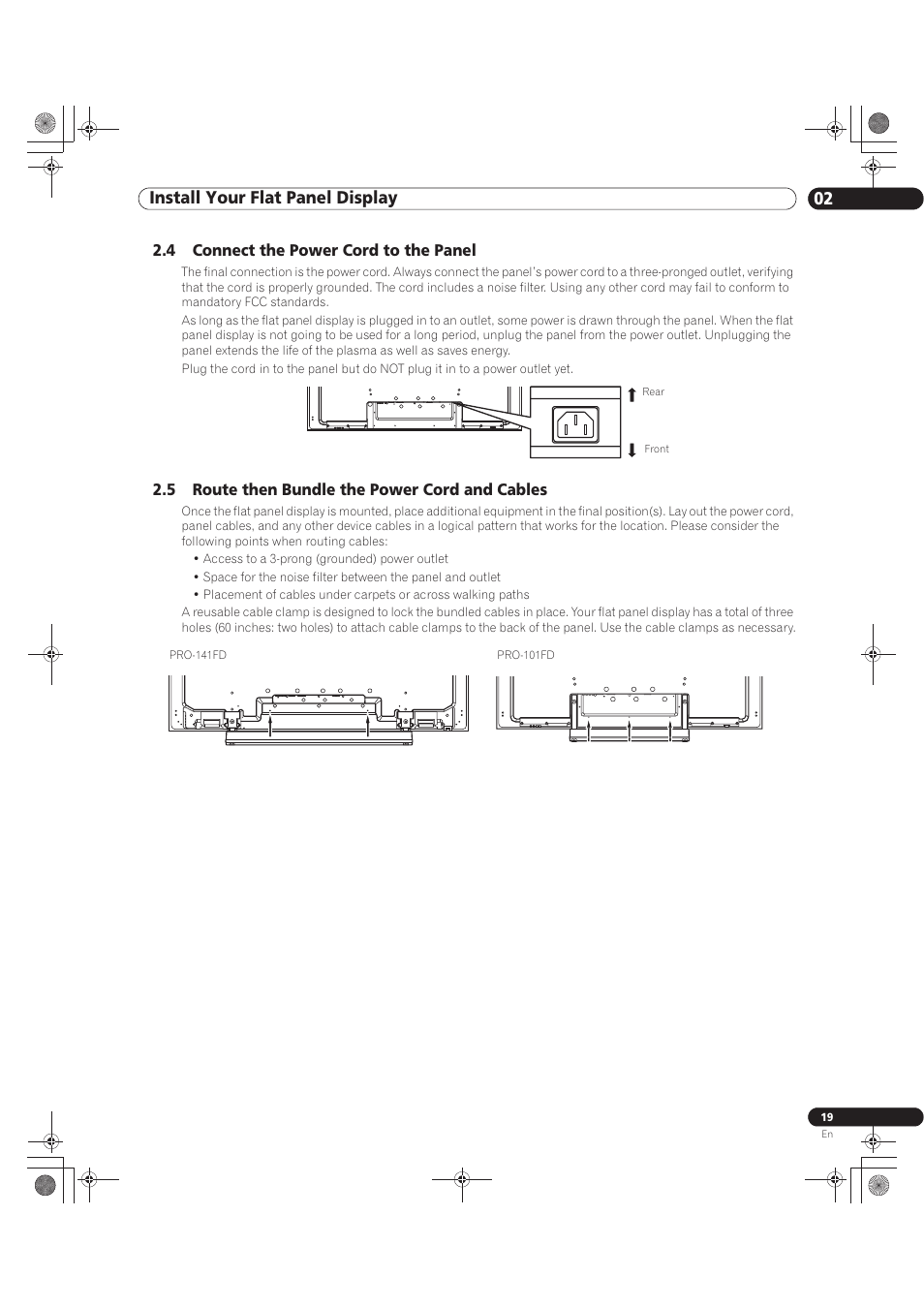 02 install your flat panel display | Pioneer KURO PRO-141FD User Manual | Page 19 / 106