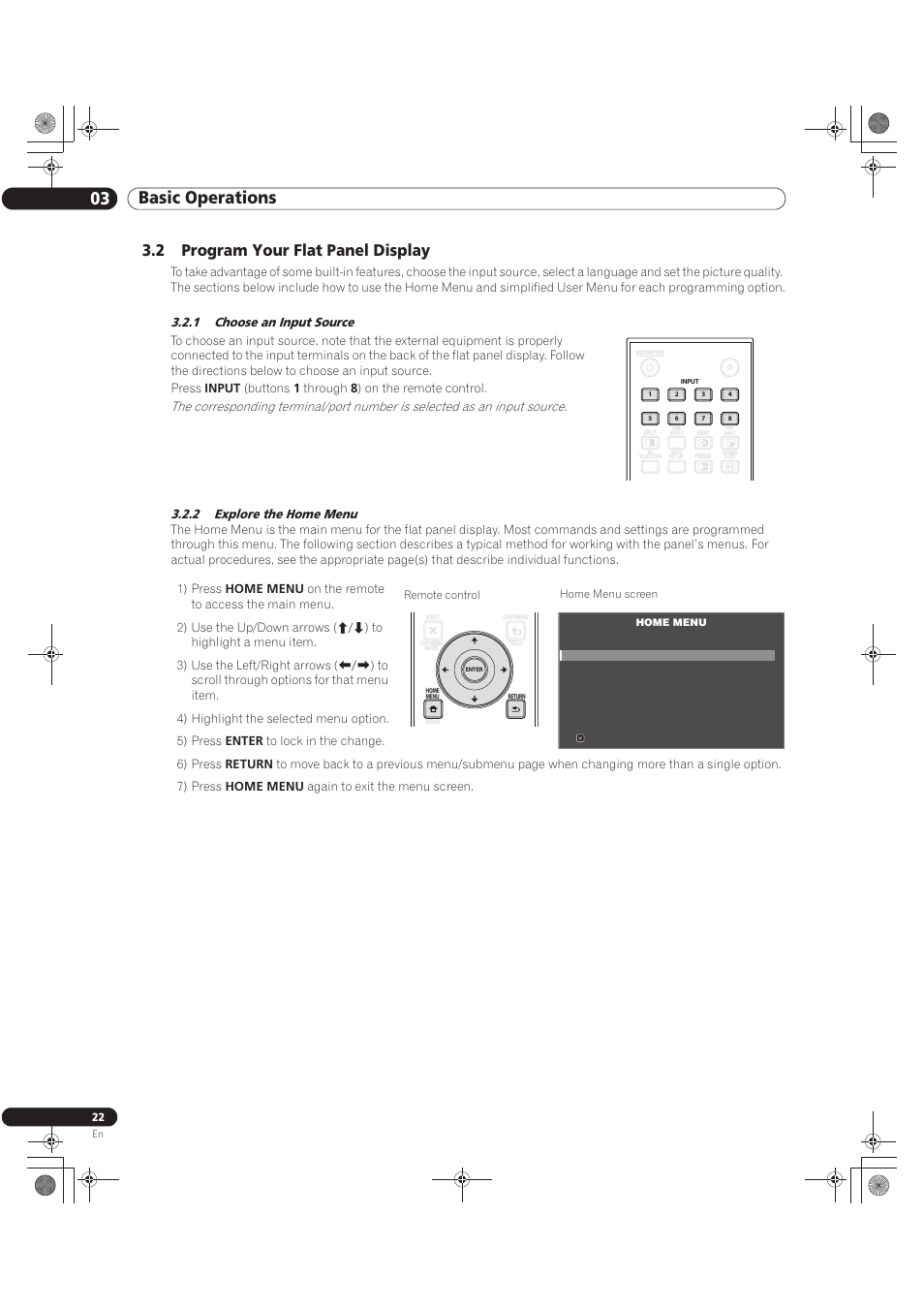 2 program your flat panel display, 03 basic operations | Pioneer KURO PRO-141FD User Manual | Page 22 / 106