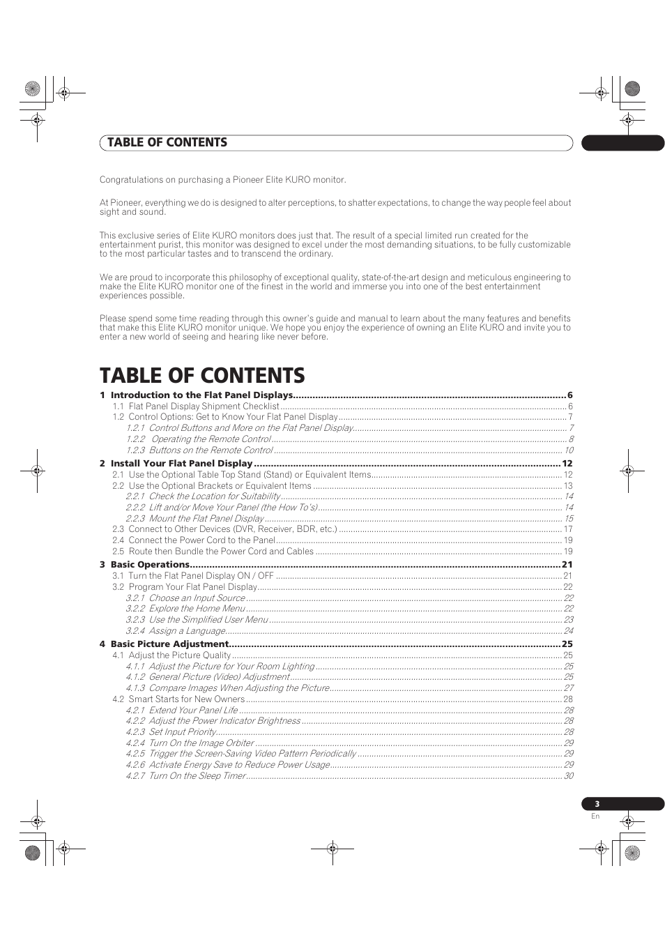 Pioneer KURO PRO-141FD User Manual | Page 3 / 106
