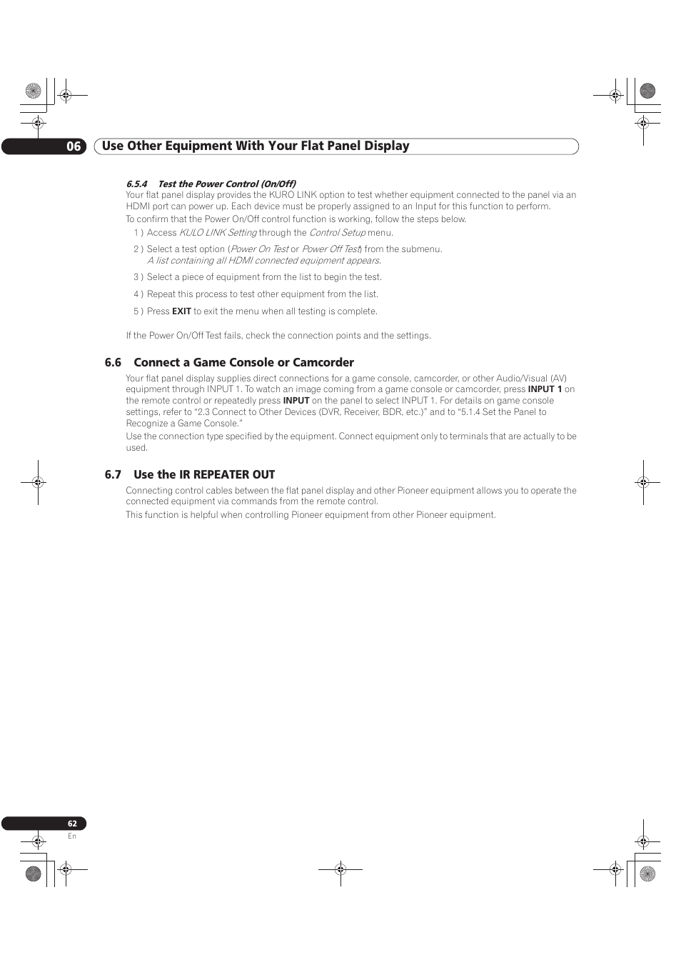 4 test the power control (on/off) | Pioneer KURO PRO-141FD User Manual | Page 62 / 106