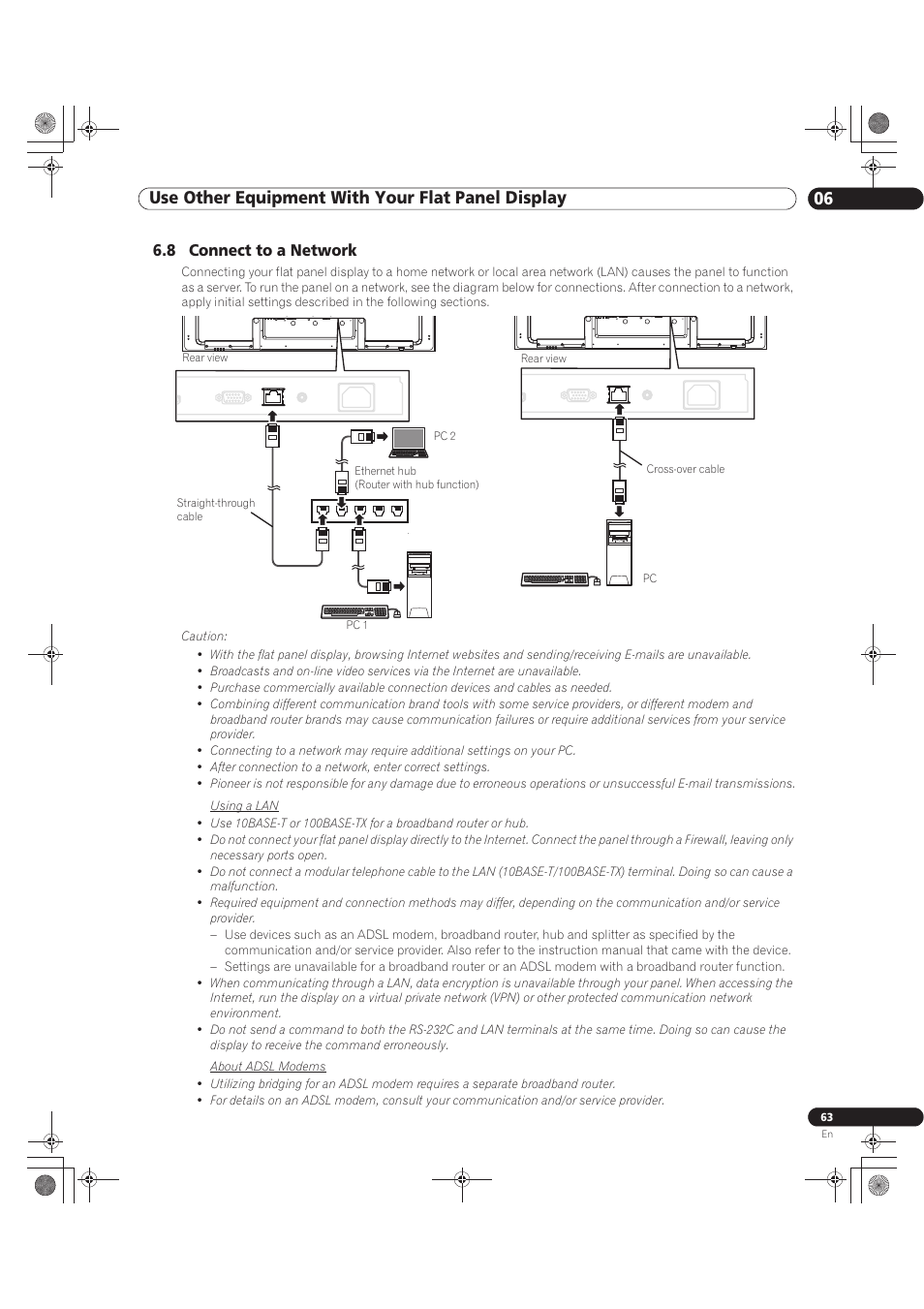 8 connect to a network | Pioneer KURO PRO-141FD User Manual | Page 63 / 106