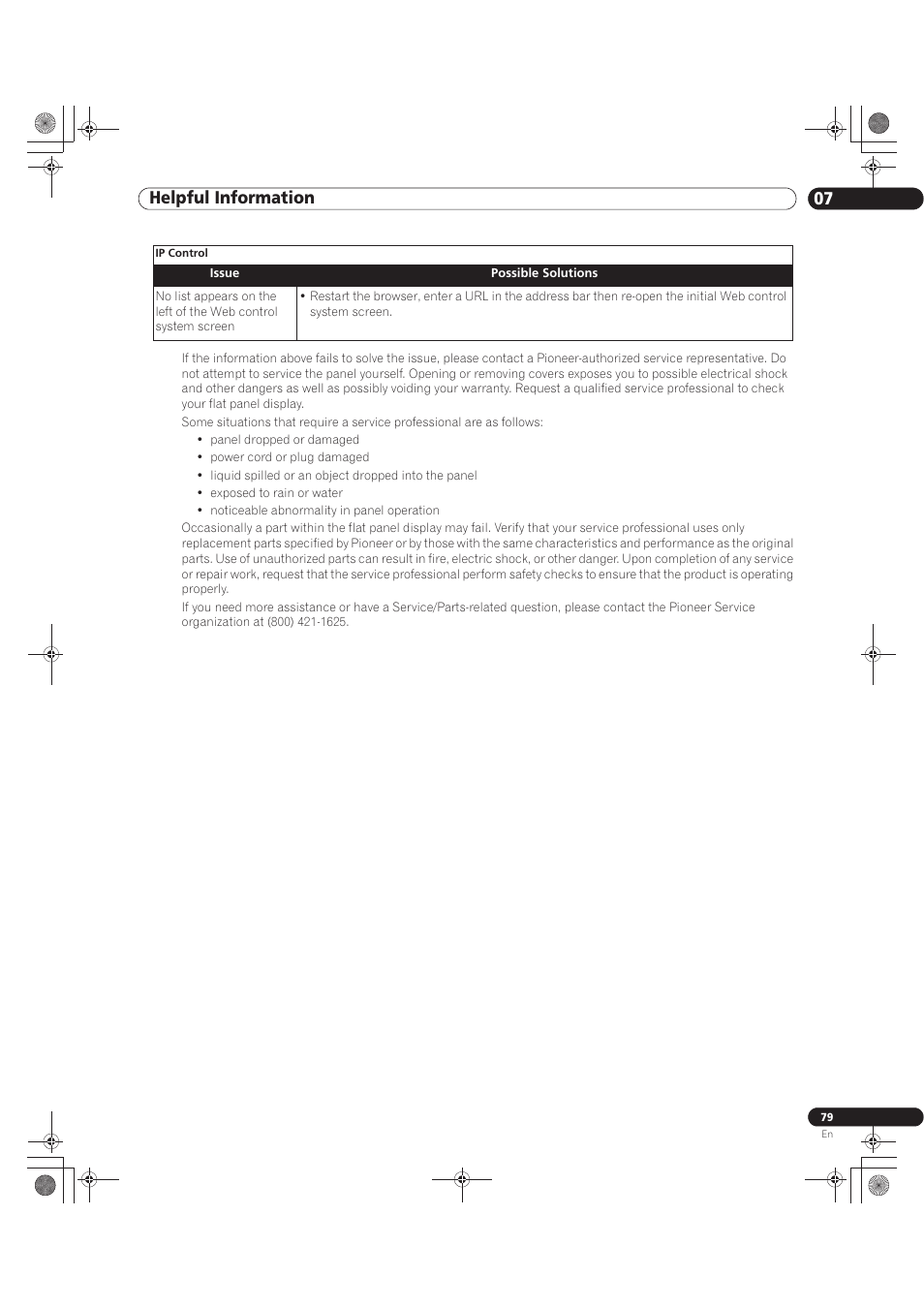 Helpful information 07 | Pioneer KURO PRO-141FD User Manual | Page 79 / 106