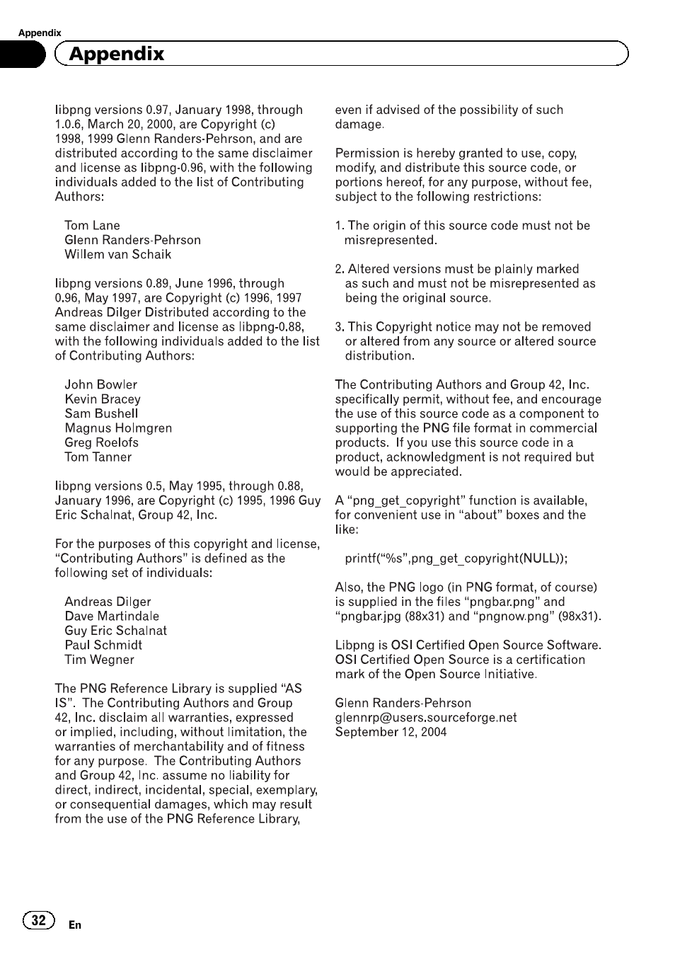 Appendix | Pioneer AppRadio SPH-DA01 User Manual | Page 32 / 36