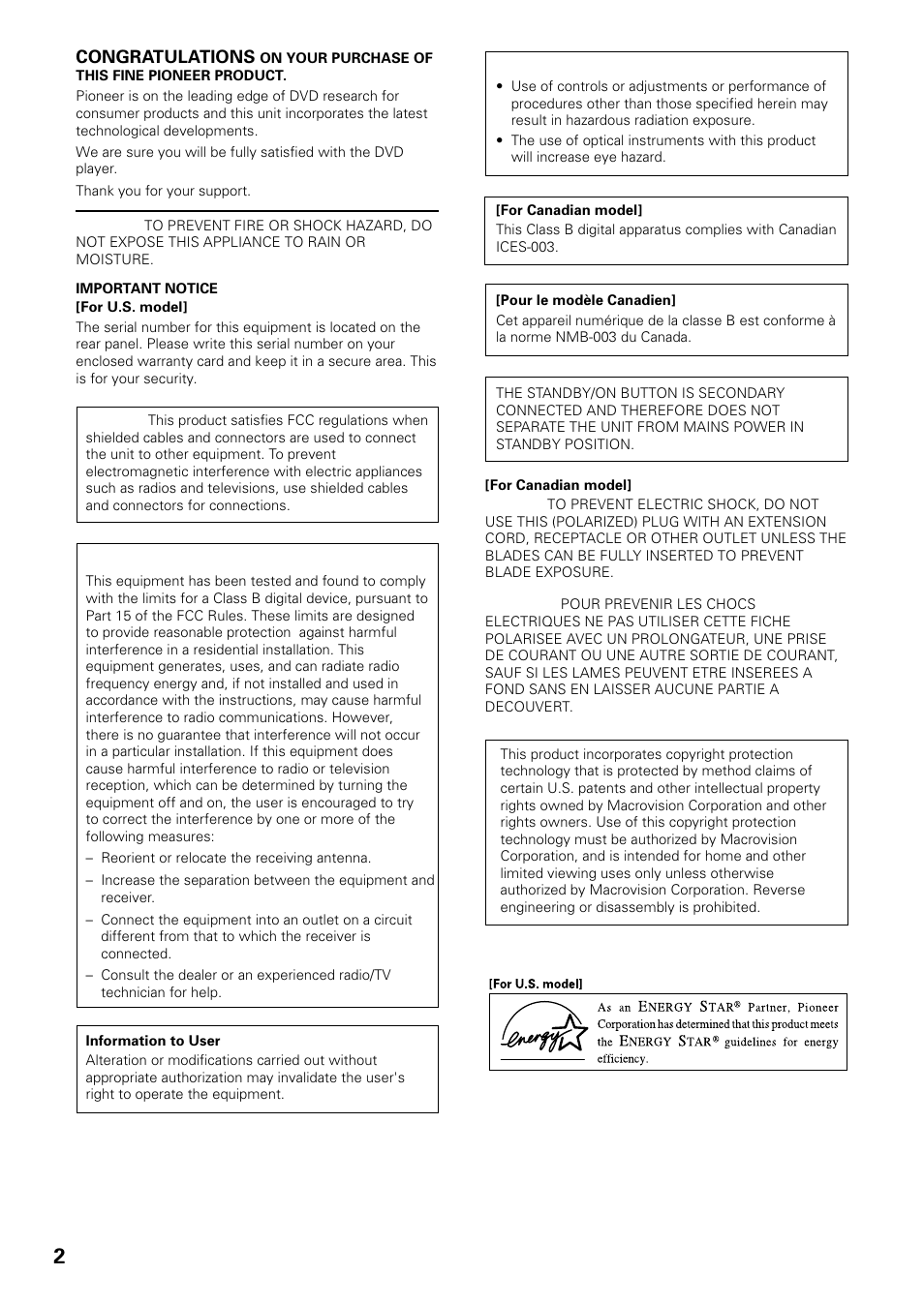 Pioneer DV-434 User Manual | Page 2 / 60