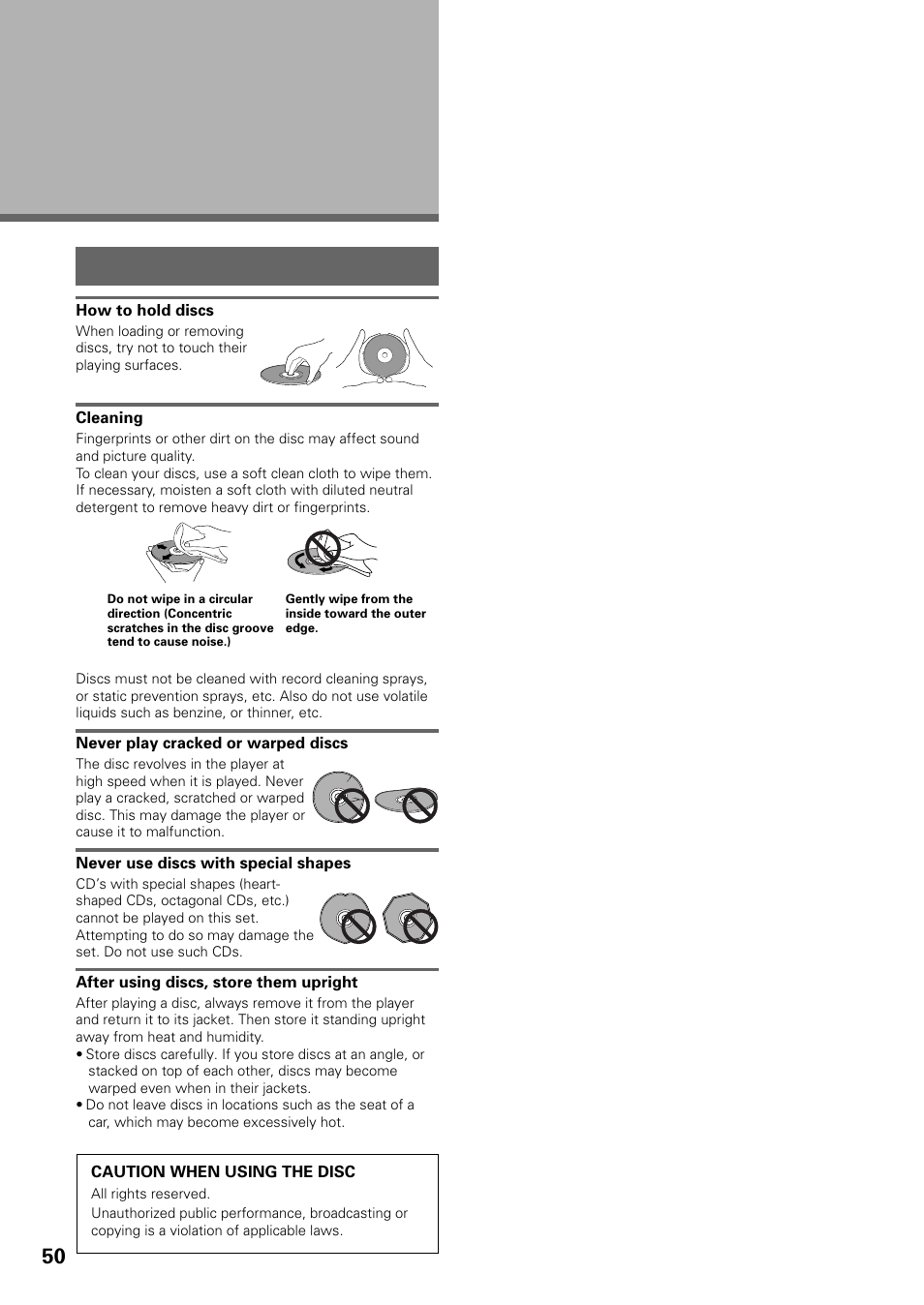 Additional information, Disc care | Pioneer DV-434 User Manual | Page 50 / 60