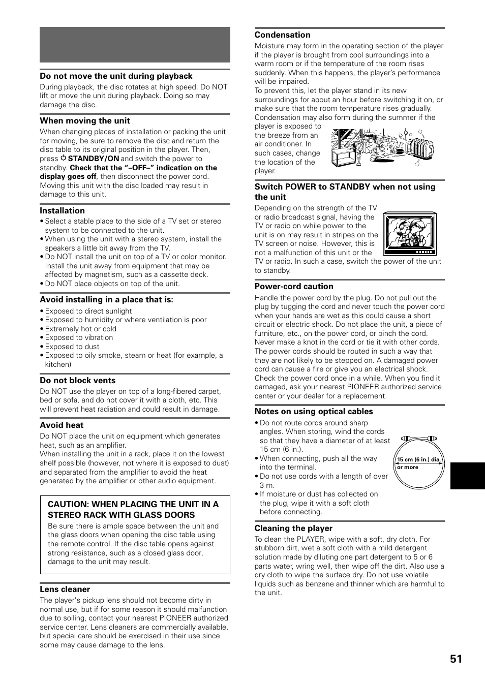For proper and long use of this unit | Pioneer DV-434 User Manual | Page 51 / 60