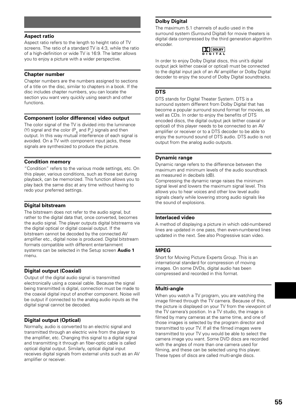 Terms | Pioneer DV-434 User Manual | Page 55 / 60