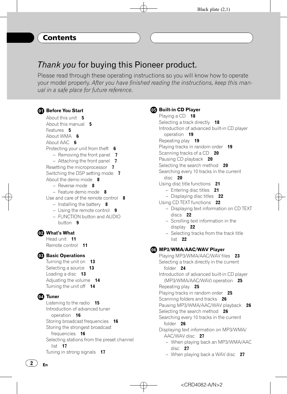 Pioneer DEH-P80RS User Manual | Page 2 / 168