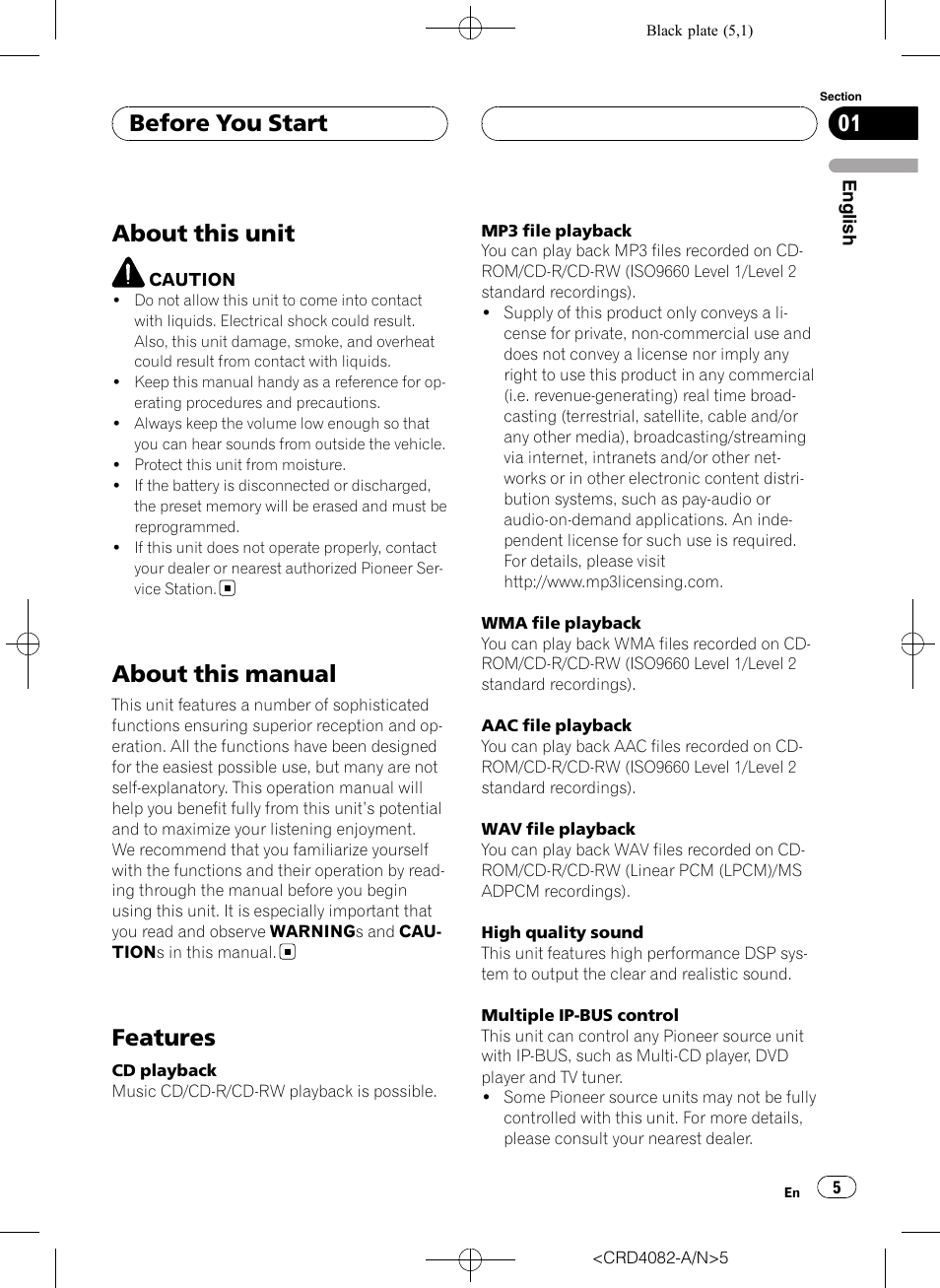 Before you start, About this unit, About this manual | Features | Pioneer DEH-P80RS User Manual | Page 5 / 168
