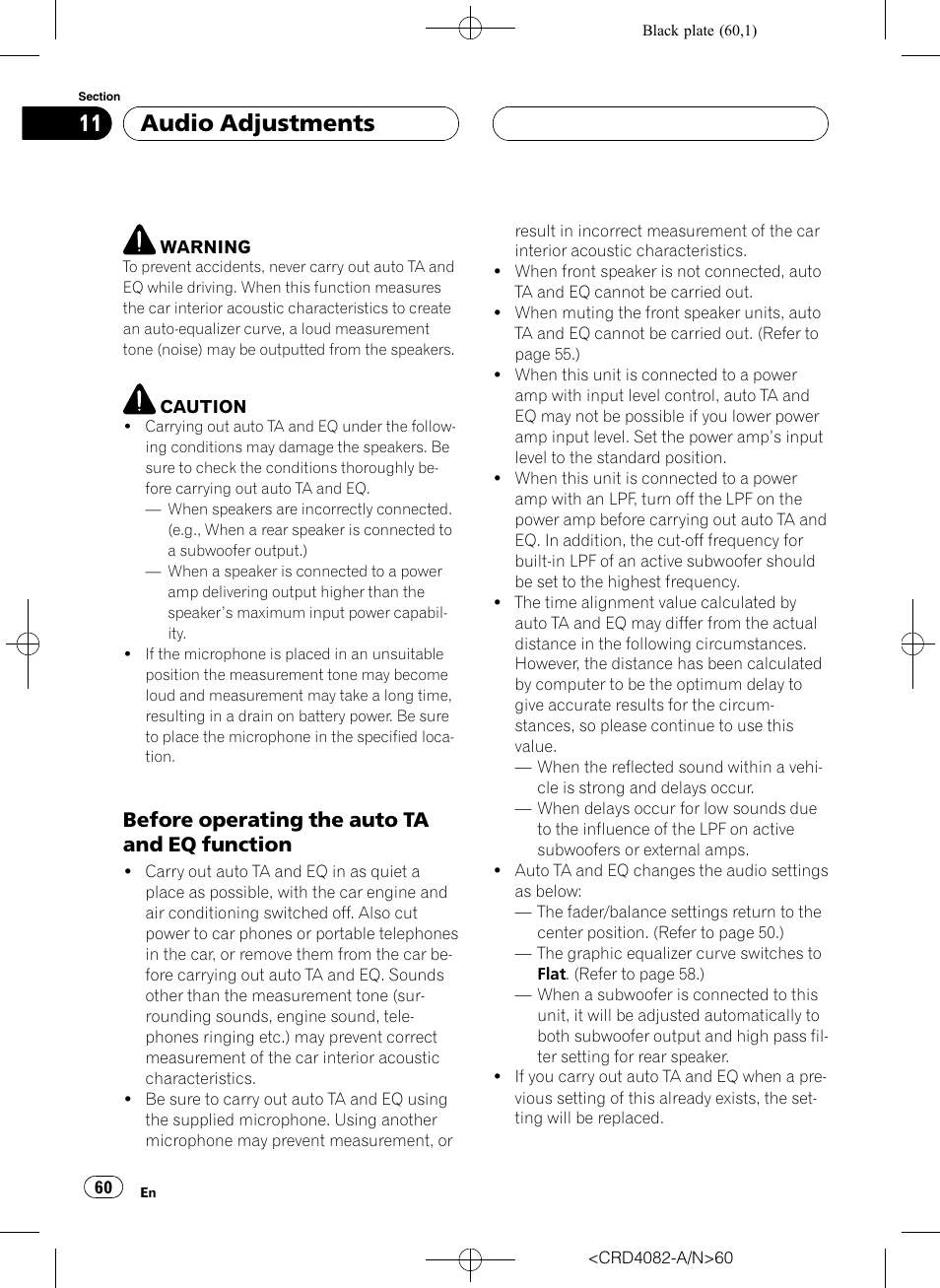 Before operating the auto ta and eq, Function, Audio adjustments | Before operating the auto ta and eq function | Pioneer DEH-P80RS User Manual | Page 60 / 168