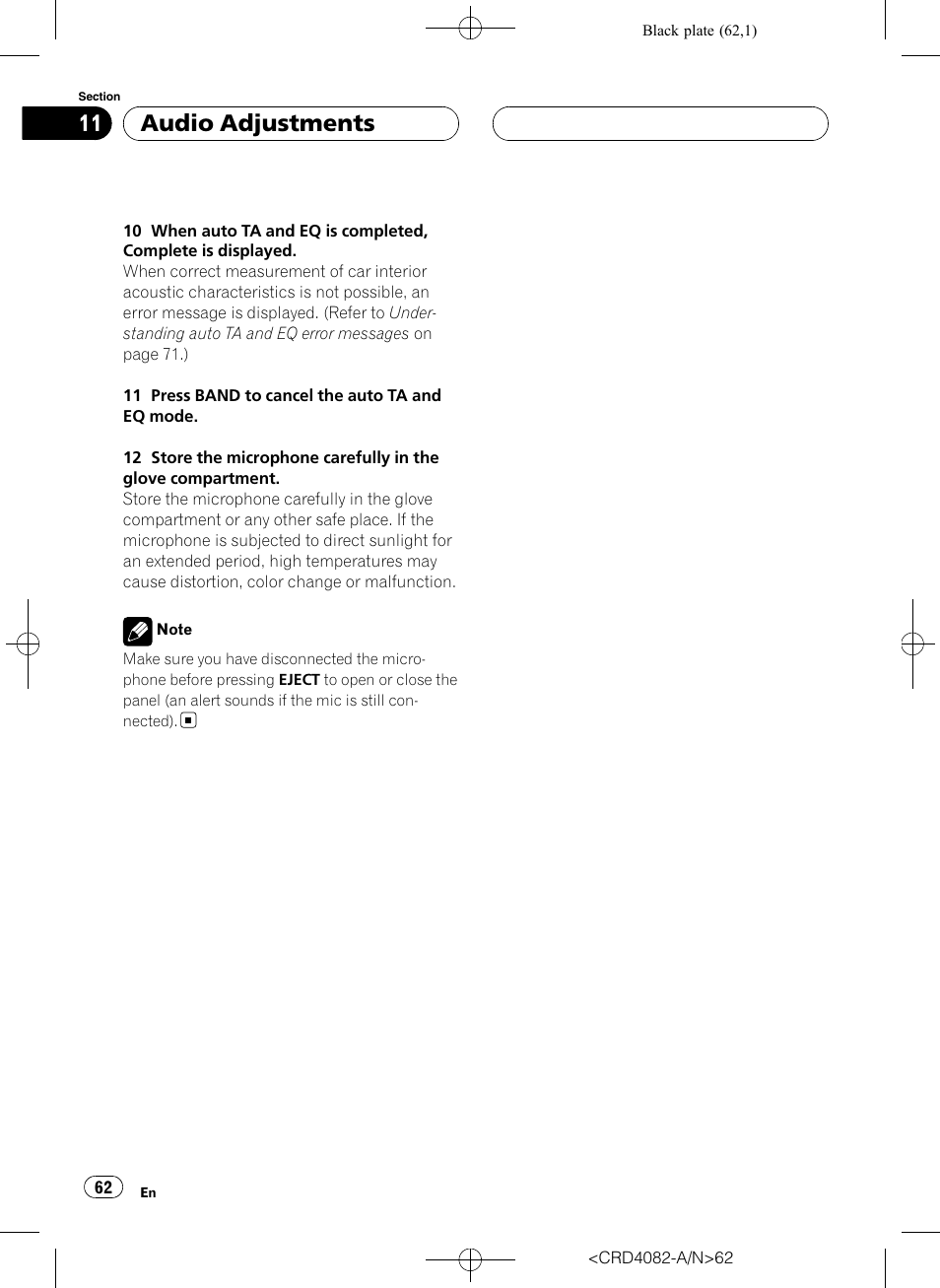 Audio adjustments | Pioneer DEH-P80RS User Manual | Page 62 / 168