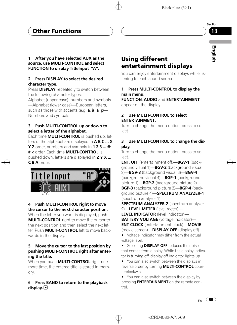 Using different entertainment displays, Other functions | Pioneer DEH-P80RS User Manual | Page 69 / 168