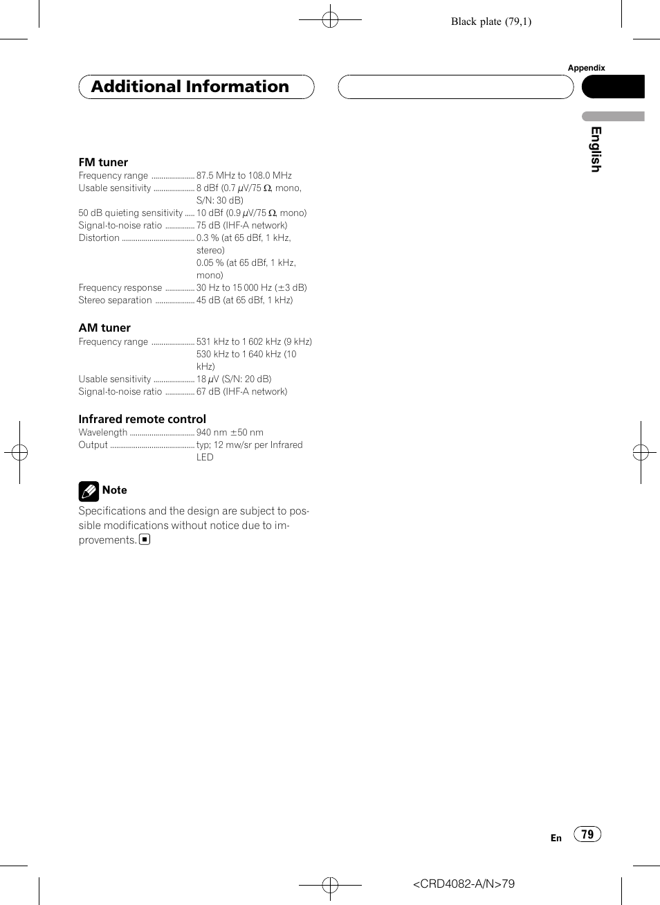 Additional information, English | Pioneer DEH-P80RS User Manual | Page 79 / 168