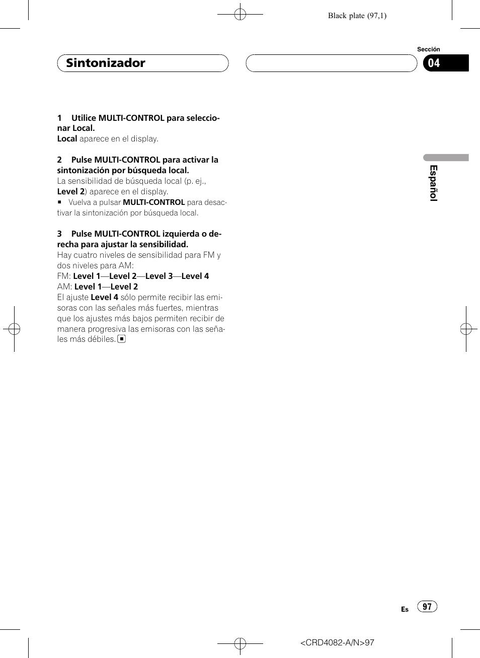 Sintonizador | Pioneer DEH-P80RS User Manual | Page 97 / 168
