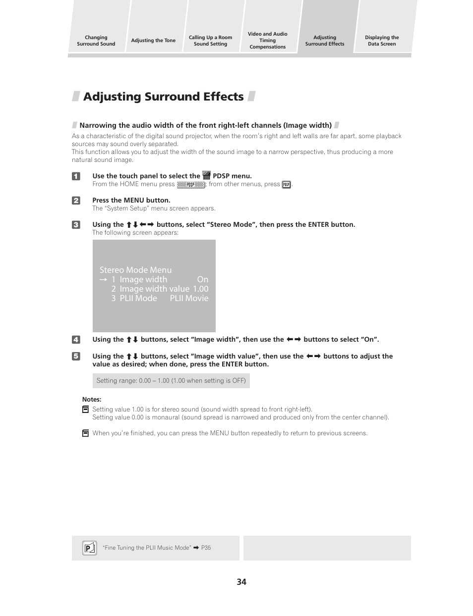 Adjusting surround effects | Pioneer PDSP-1 User Manual | Page 34 / 44