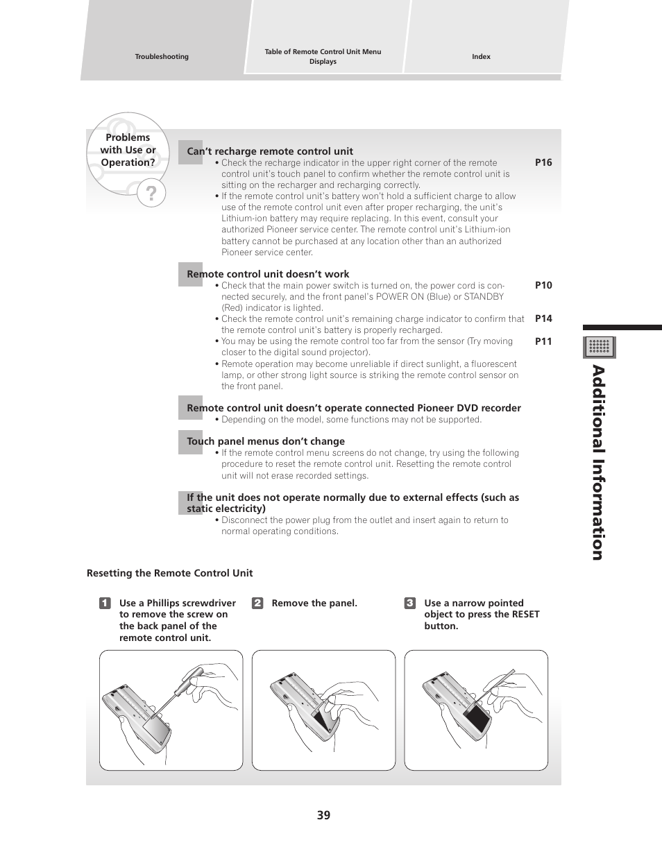 Additional information | Pioneer PDSP-1 User Manual | Page 39 / 44