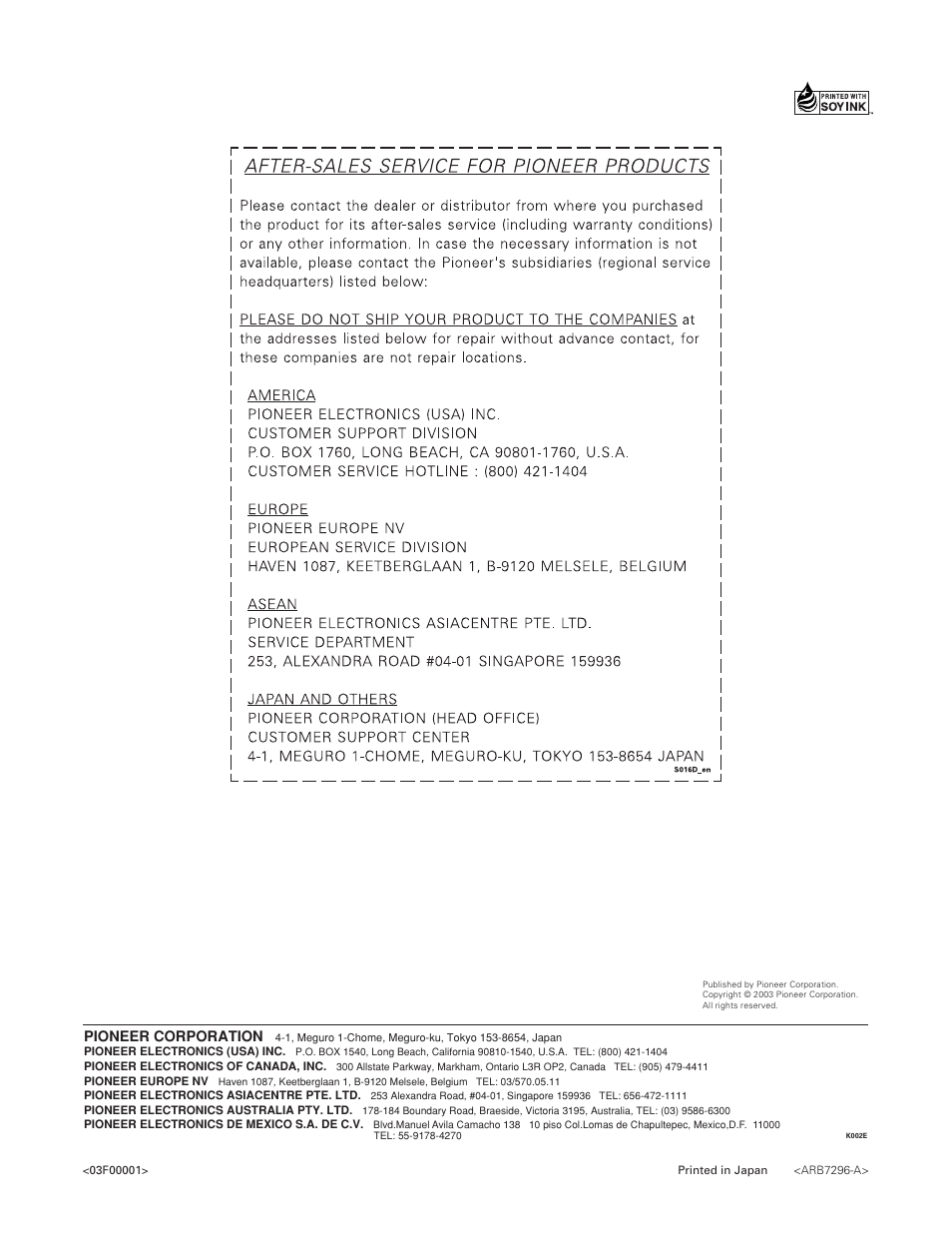 Pioneer corporation | Pioneer PDSP-1 User Manual | Page 44 / 44