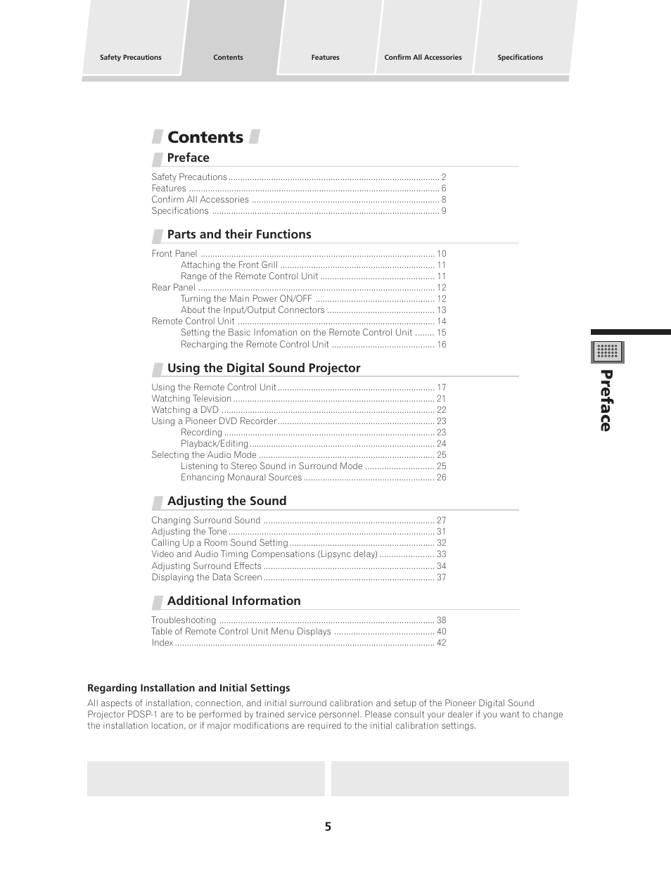 Pioneer PDSP-1 User Manual | Page 5 / 44