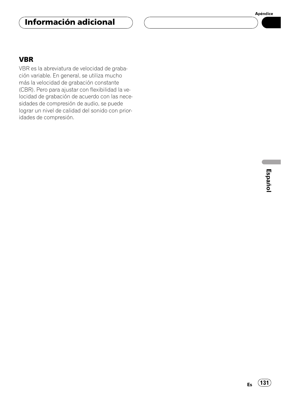 Información adicional | Pioneer DEH P4500MP User Manual | Page 131 / 136