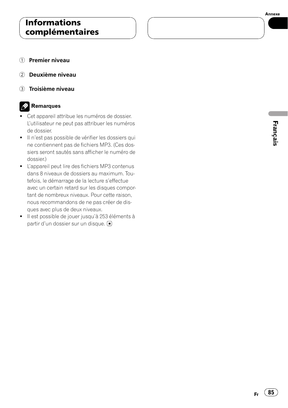 Informations complémentaires | Pioneer DEH P4500MP User Manual | Page 85 / 136