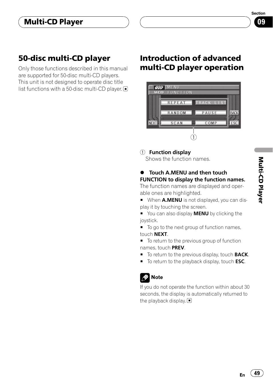 Operation 49, Disc multi-cd player, Introduction of advanced multi-cd player operation | Multi-cd player | Pioneer AVX-P8DVD User Manual | Page 49 / 85