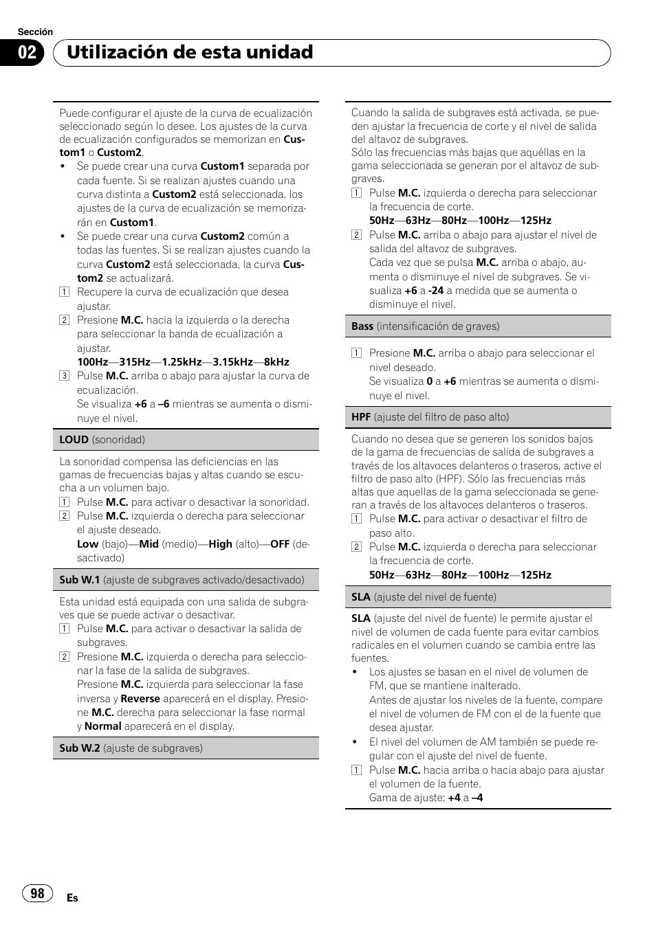 Utilización de esta unidad | Pioneer DEH P4200UB User Manual | Page 98 / 122