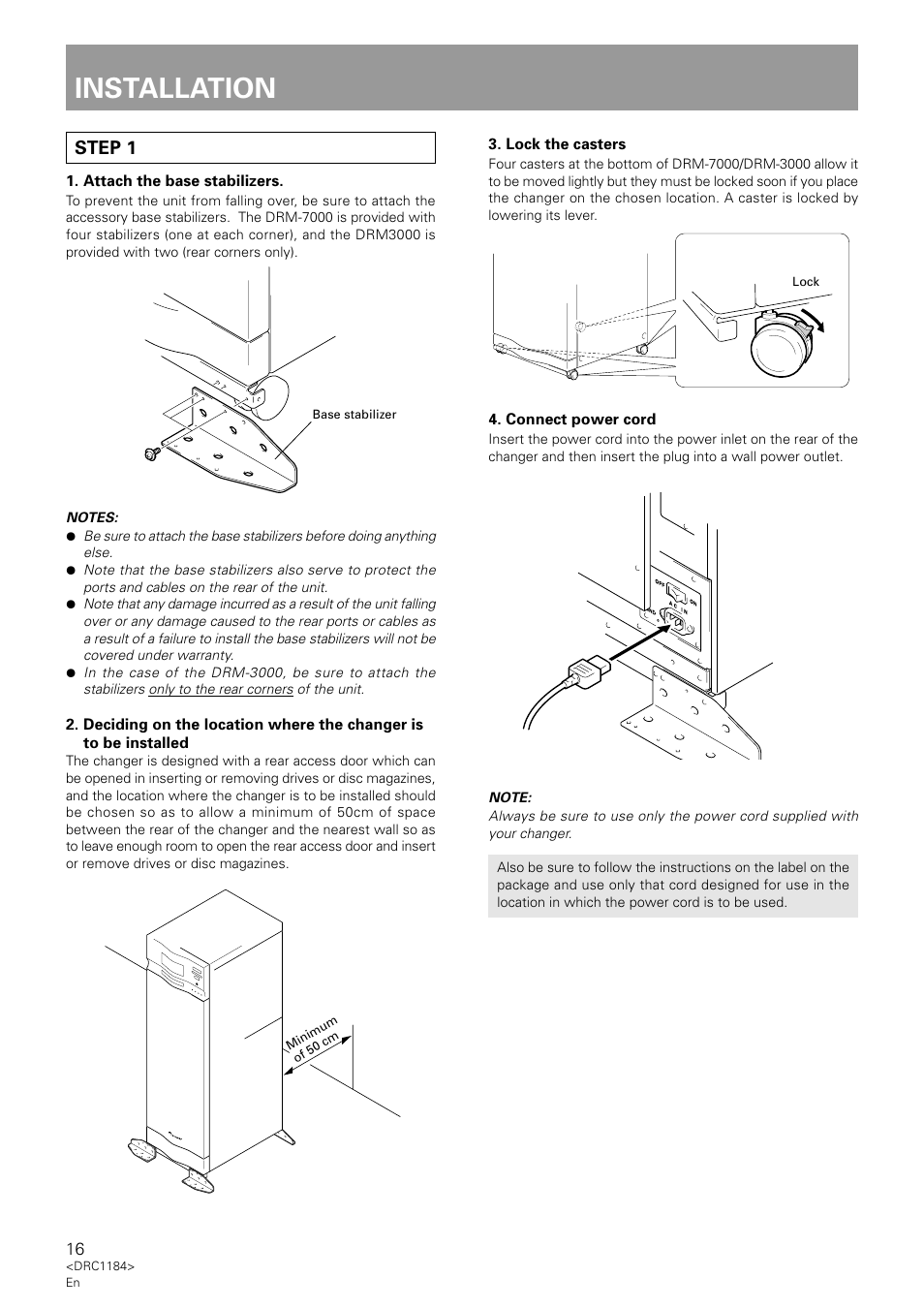 Installation, Step 1 | Pioneer DRM-7000 User Manual | Page 16 / 47