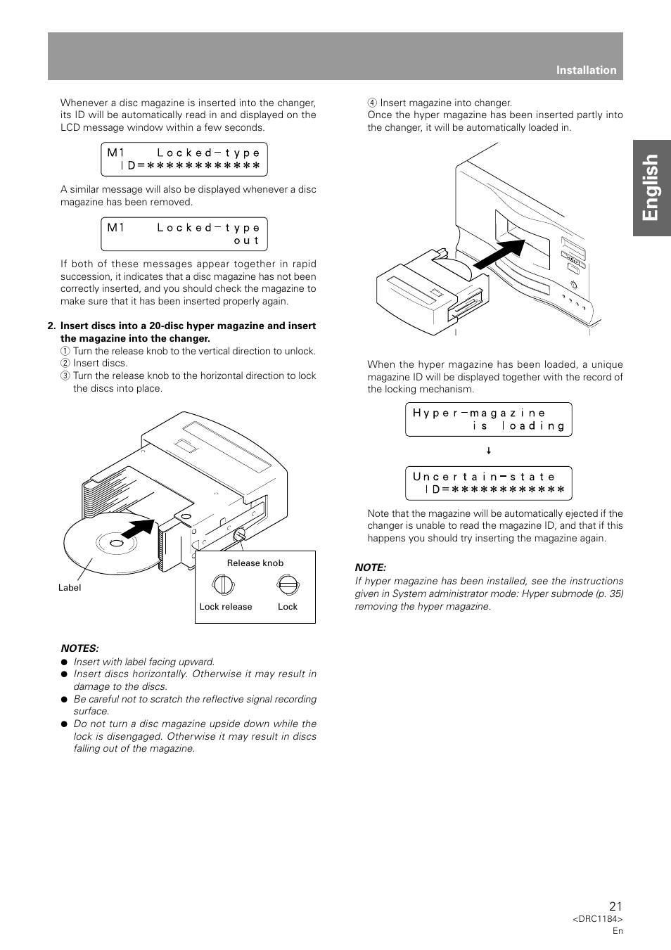 English, Installation | Pioneer DRM-7000 User Manual | Page 21 / 47