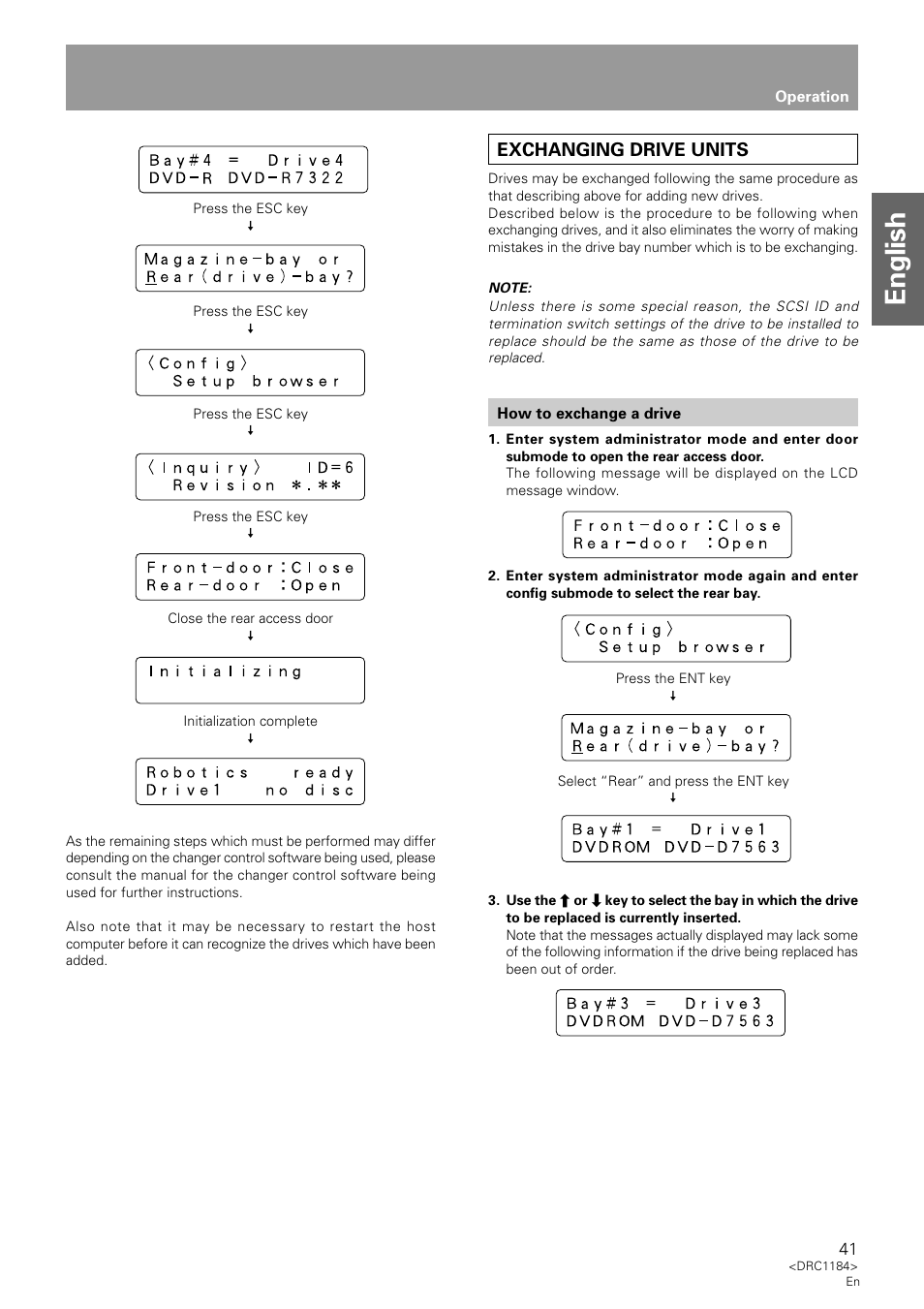 Exchanging drive units, English | Pioneer DRM-7000 User Manual | Page 41 / 47