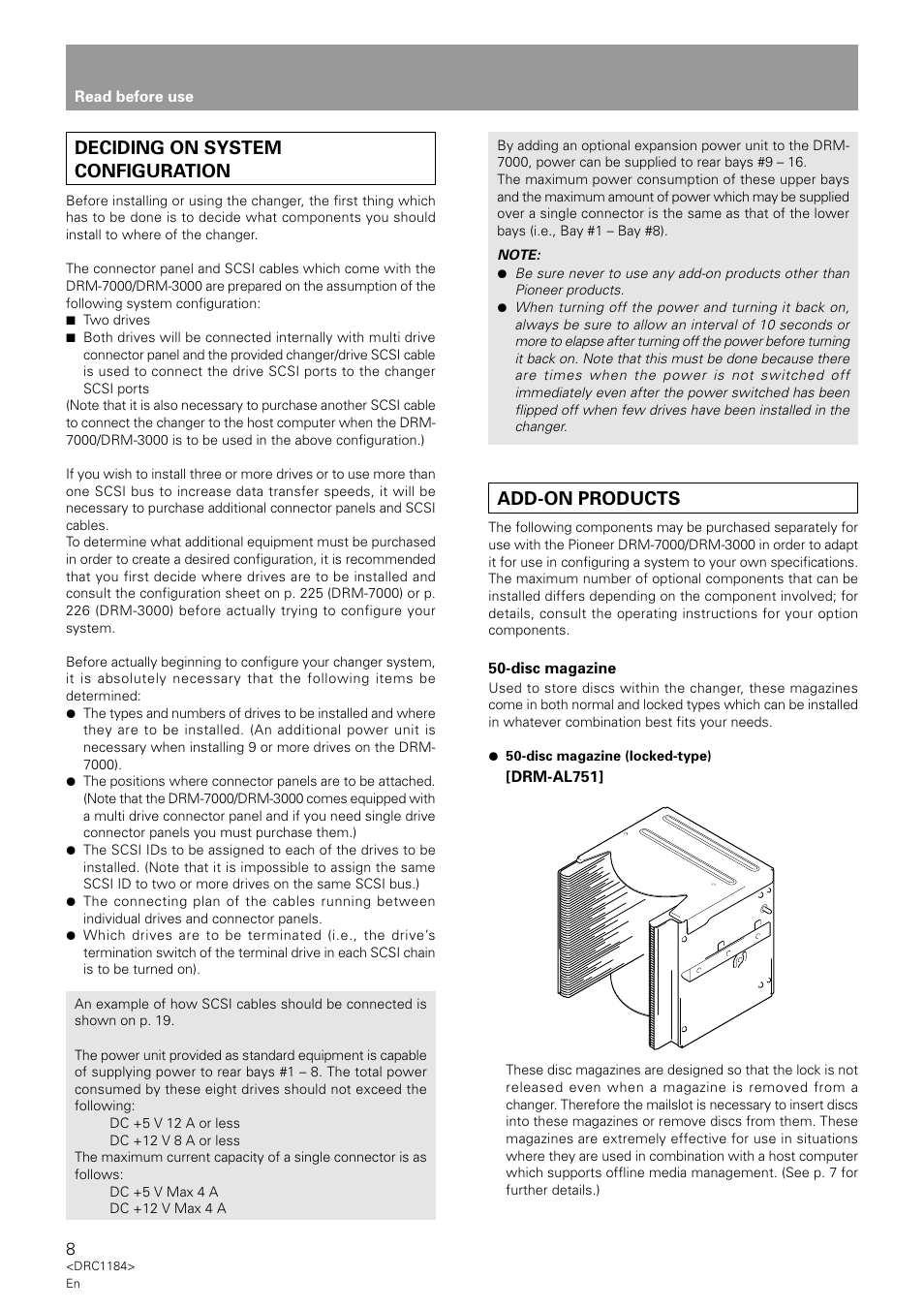 Deciding on system configuration, Add-on products | Pioneer DRM-7000 User Manual | Page 8 / 47