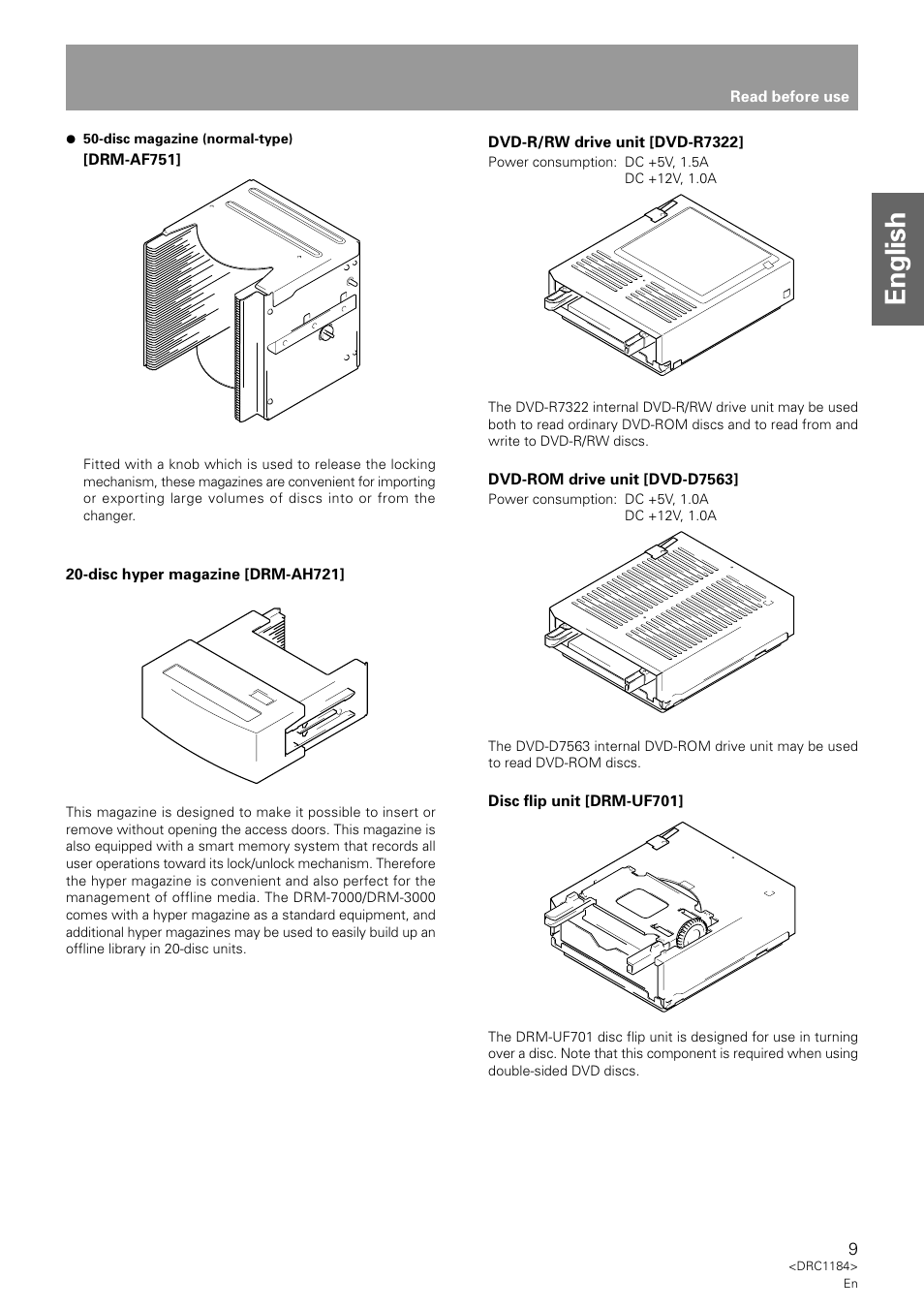 English | Pioneer DRM-7000 User Manual | Page 9 / 47