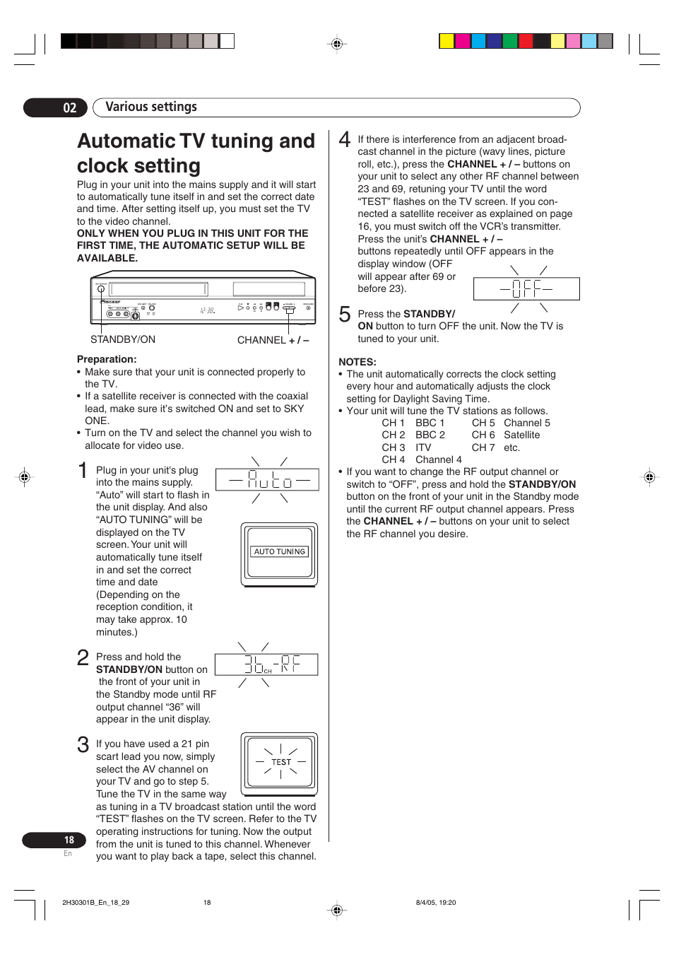 Automatic tv tuning and clock setting | Pioneer DVR-RT501-S User Manual | Page 18 / 92